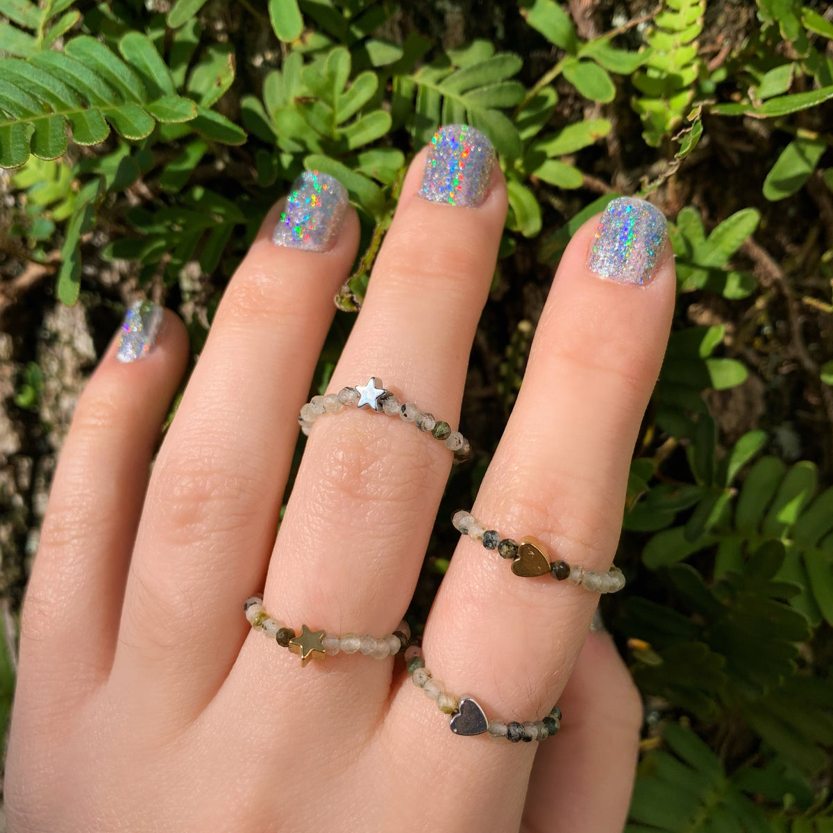 Faceted Prehnite Ring