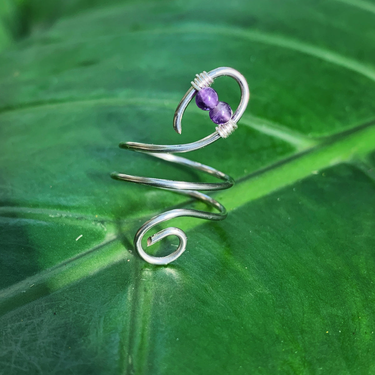 Snake with Amethyst Eyes Ring