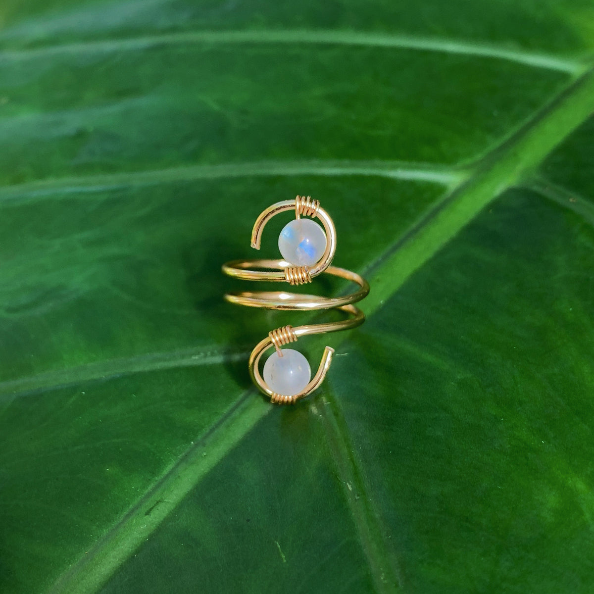 Rainbow Moonstone Duo Ring