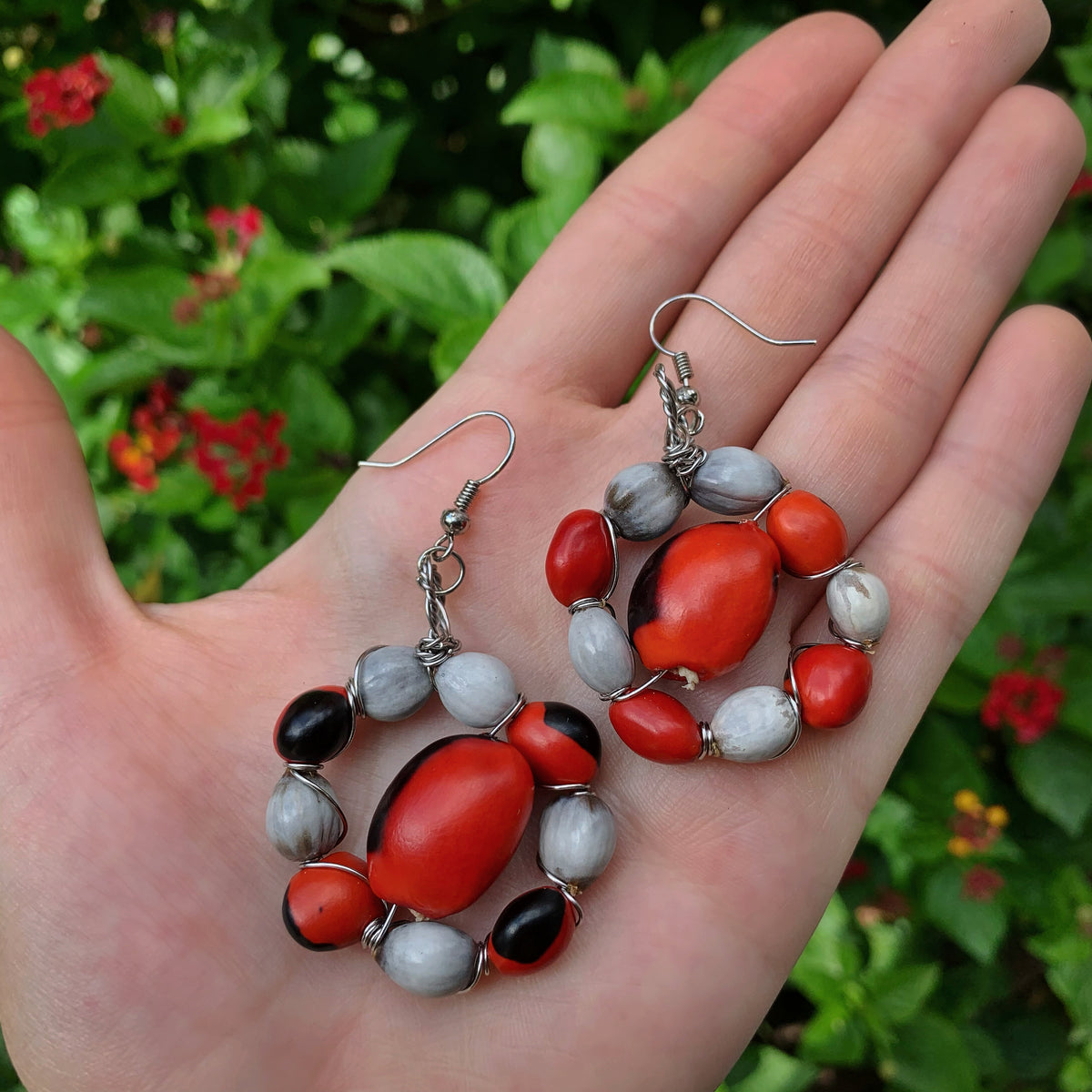 Lagrima San Pedro and Huayruro Earrings - Stainless Steel
