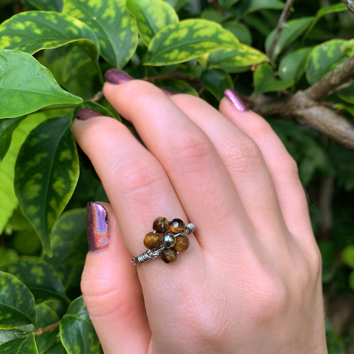 Crystal Flower Rings By Size - Stainless Steel