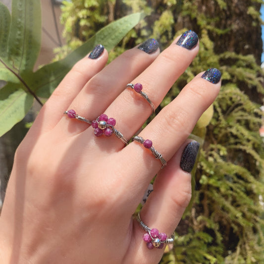 Stainless Steel Natural Ruby Ring