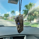 Load image into Gallery viewer, Smoky Quartz and Evil Eye - Car Hanger
