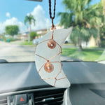 Load image into Gallery viewer, Copper Spirals - Selenite Moon Car Hanger
