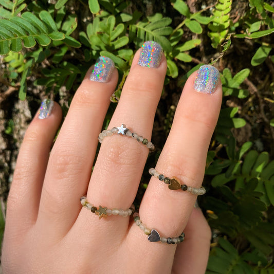 Faceted Prehnite Ring