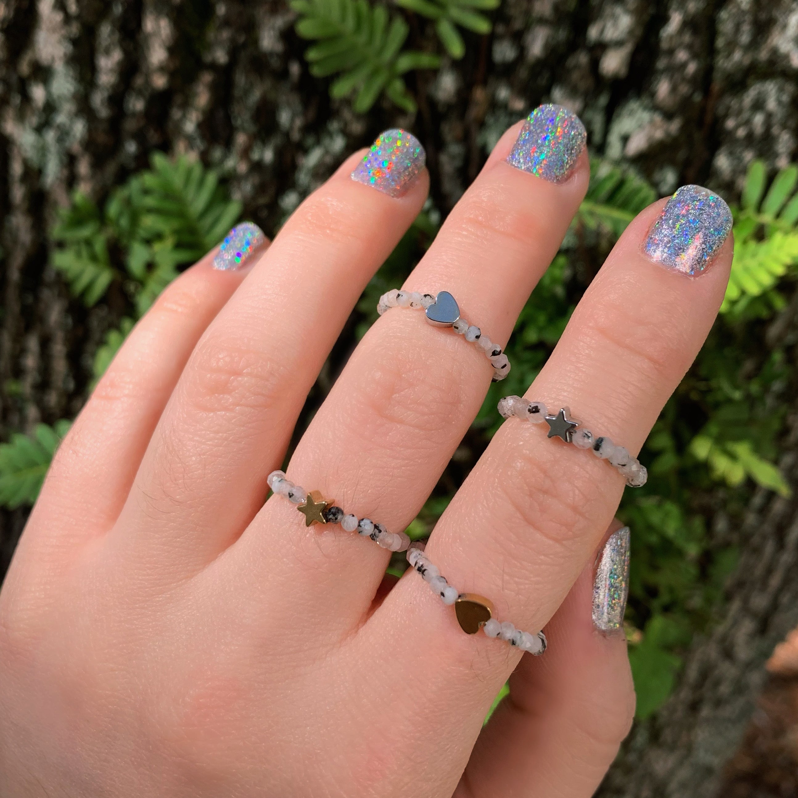 Faceted Rainbow Moonstone Ring