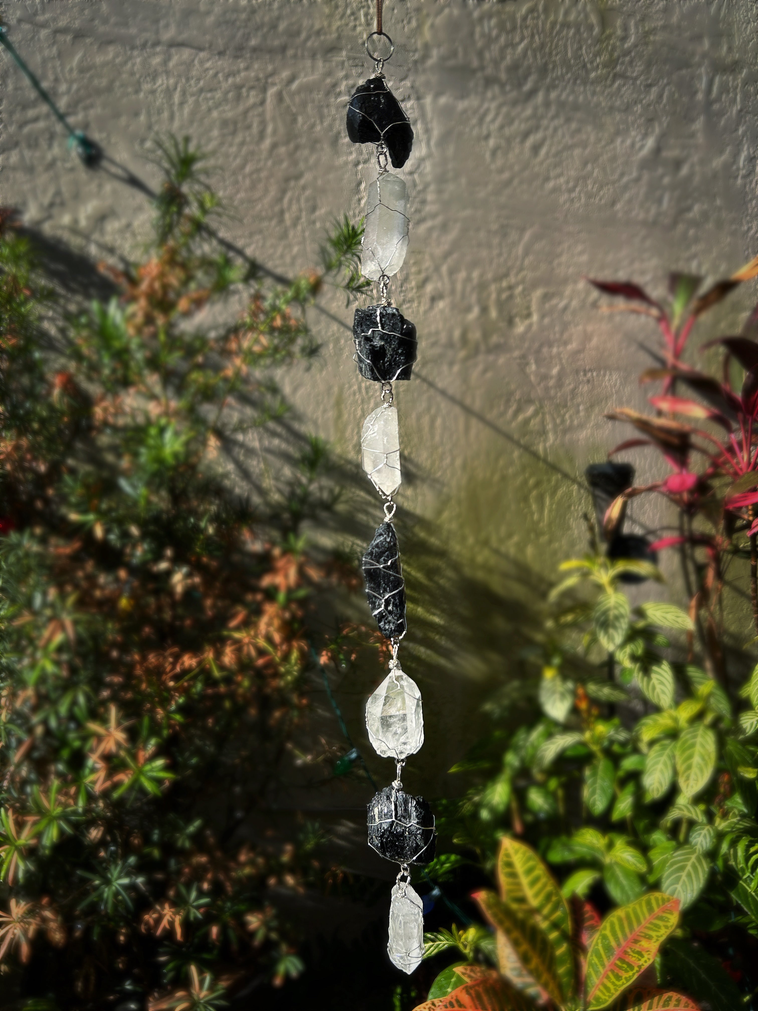 Tourmaline and Clear Quartz Wall Hanging 18''