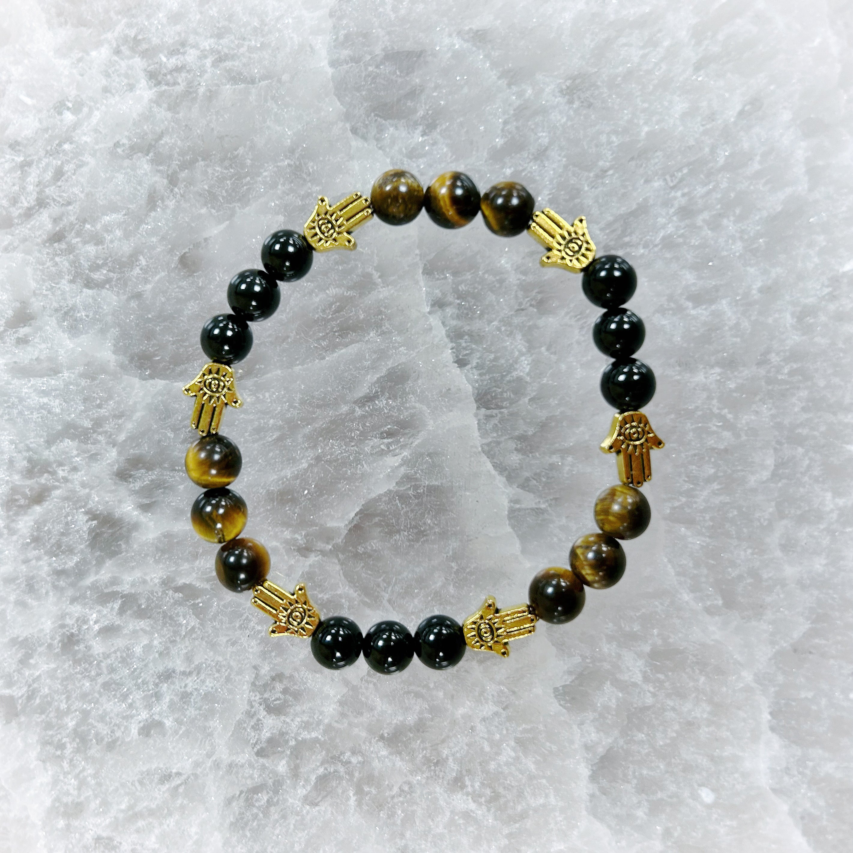 Tiger Eye and Onyx Bracelet 6mm