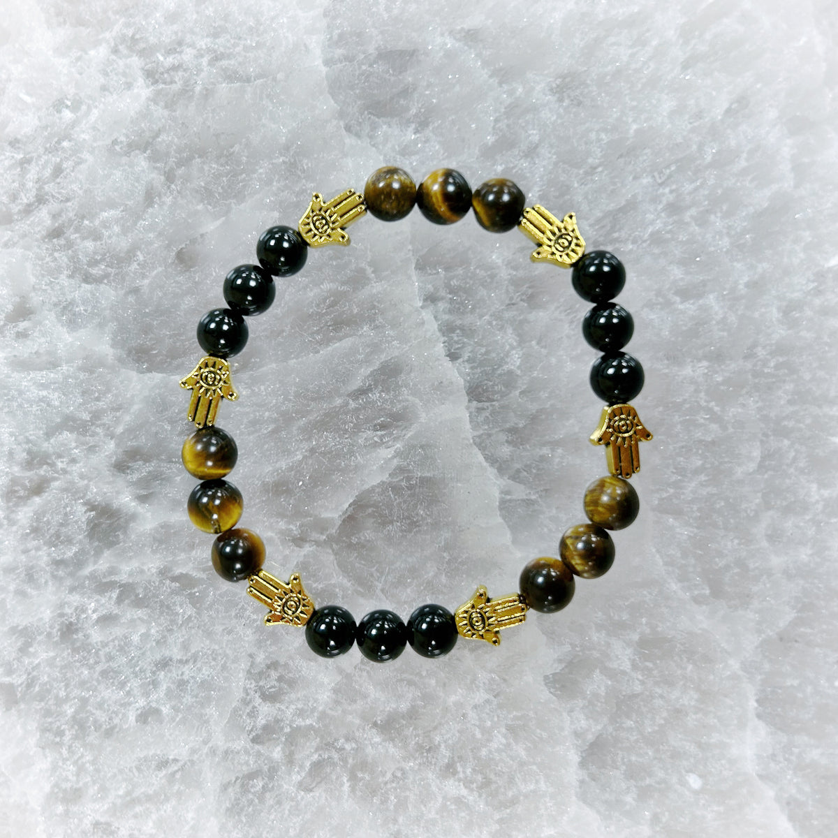 Tiger Eye and Tourmaline Bracelet 6mm
