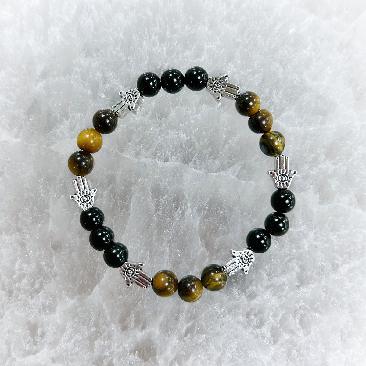 Tiger Eye and Tourmaline Bracelet 6mm