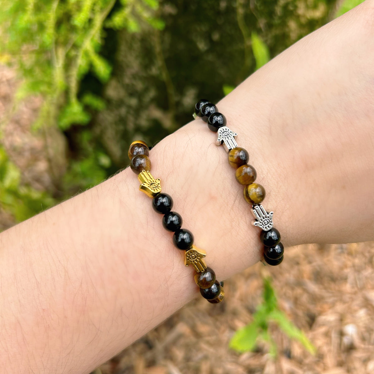 Tiger Eye and Tourmaline Bracelet 6mm
