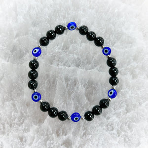 Onyx and Evil Eye Bracelet 6mm