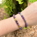 Load image into Gallery viewer, Amethyst and Hamsa Bracelet 6mm
