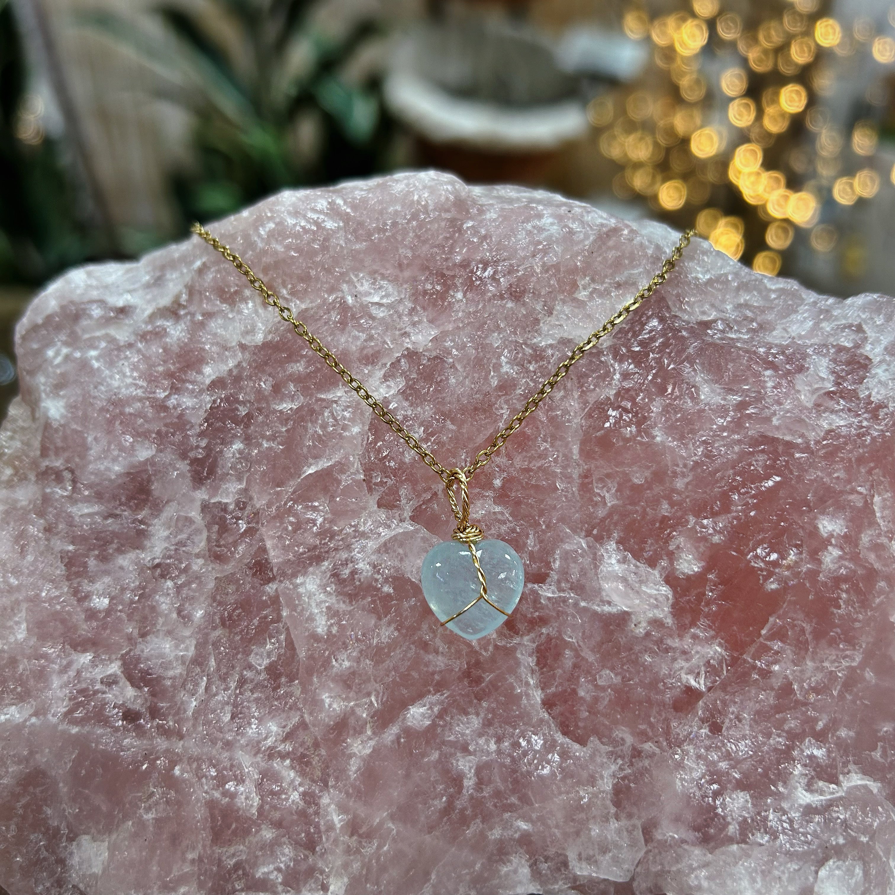 Aquamarine Heart - Stainless Steel Necklace