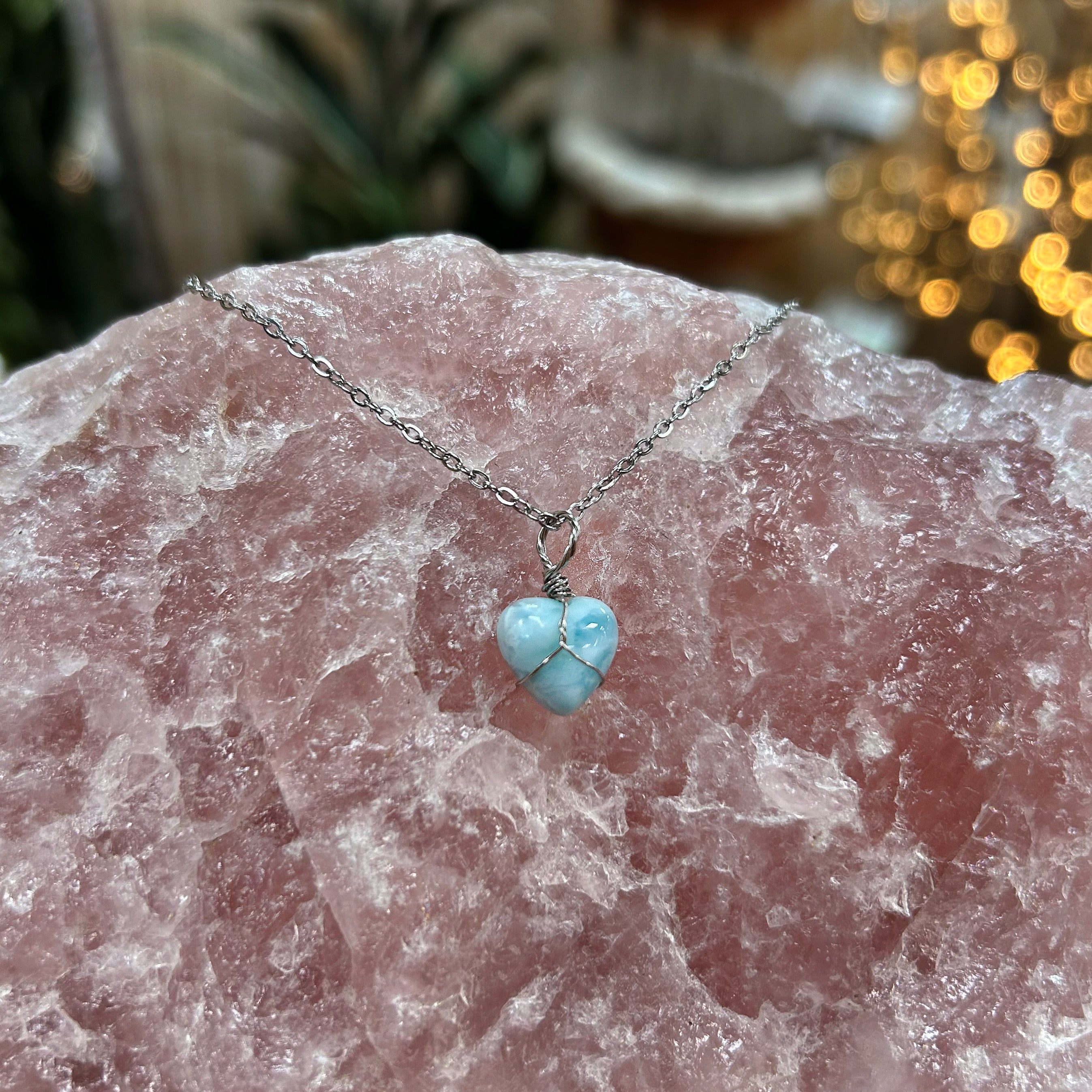 Larimar Heart - Stainless Steel Necklace