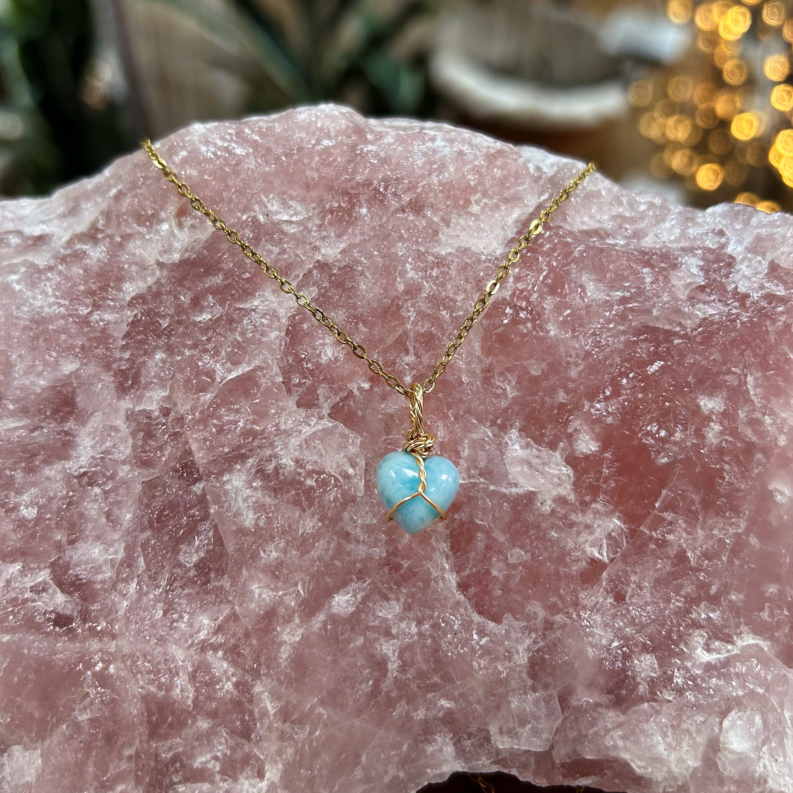 Larimar Heart - Stainless Steel Necklace