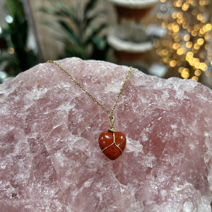 Red Jasper Heart - Stainless Steel Necklace