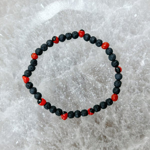 Lava Rock and Male Huayruro Bracelet 4mm