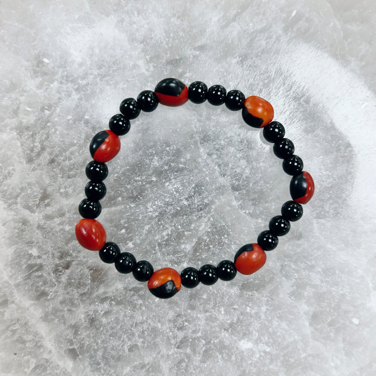 Tourmaline and Male Huayruro Bracelet 11mm