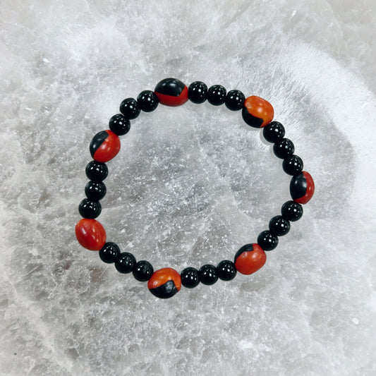 Tourmaline and Male Huayruro Bracelet 11mm