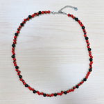 Load image into Gallery viewer, Huayruro and Onyx Adjustable Beaded Necklace 4mm - Stainless Steel
