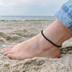 Load image into Gallery viewer, Onyx Anklet 4mm - Silver Stainless Steel
