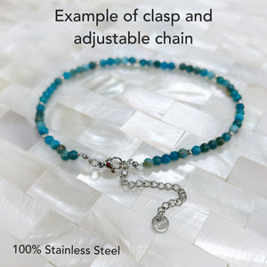 Blue Apatite Anklet 4mm - Silver Stainless Steel