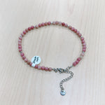 Load image into Gallery viewer, Rhodonite Anklet 4mm - Silver Stainless Steel
