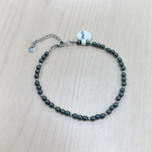 Hematite Anklet 4mm - Silver Stainless Steel