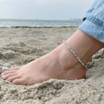 Load image into Gallery viewer, Faceted Moonstone Anklet 4mm - Silver Stainless Steel
