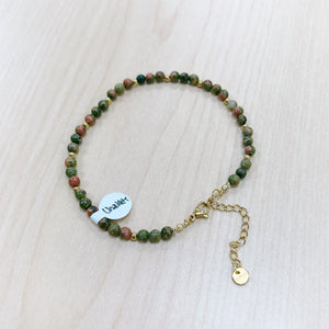 Unakite Anklet 4mm - Gold Stainless Steel