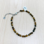 Load image into Gallery viewer, Tiger Eye Anklet 4mm - Silver Stainless Steel
