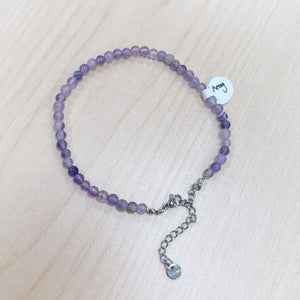 Amethyst Anklet 4mm - Silver Stainless Steel