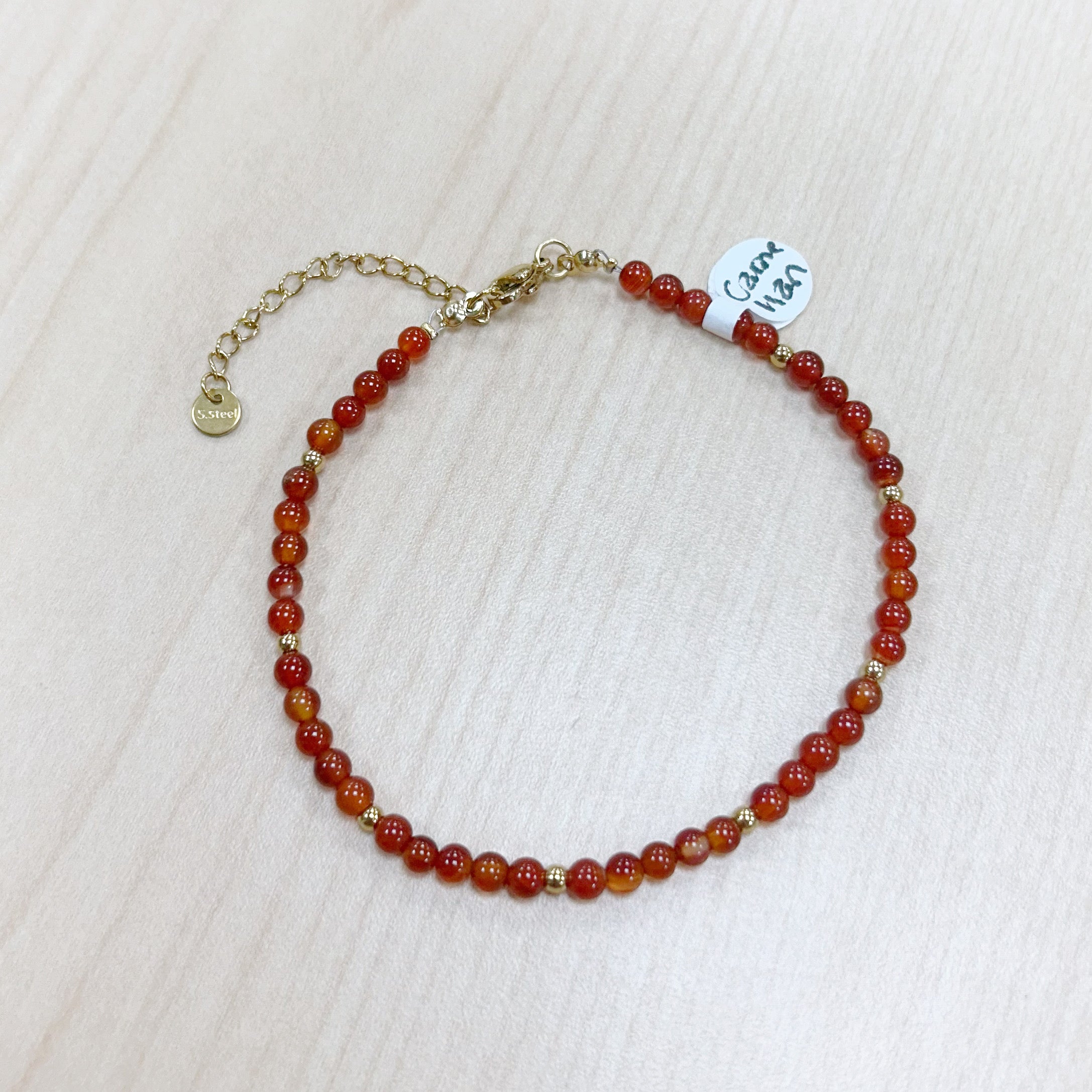 Carnelian Anklet 4mm - Gold Stailess Steel