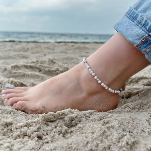 Howlite Anklet 4mm - Gold Stainless Steel