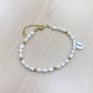 Howlite Anklet 4mm - Gold Stainless Steel