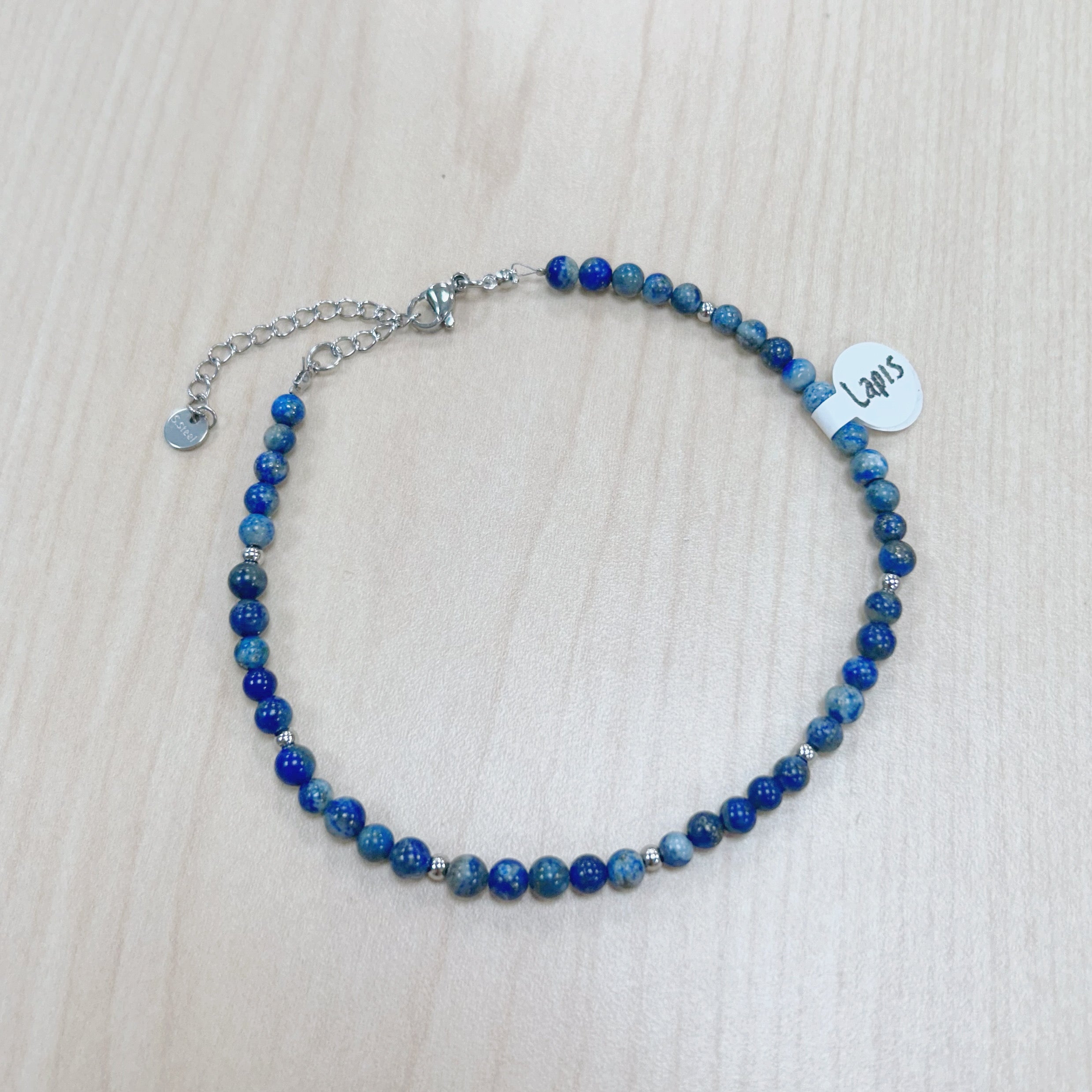 Lapis Lazuli Anklet 4mm - Silver Stainless Steel