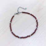 Load image into Gallery viewer, Garnet Anklet 4mm - Silver Stainless Steel
