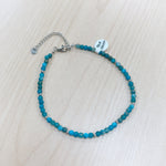 Load image into Gallery viewer, Blue Apatite Anklet 4mm - Silver Stainless Steel
