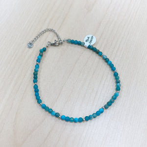 Blue Apatite Anklet 4mm - Silver Stainless Steel