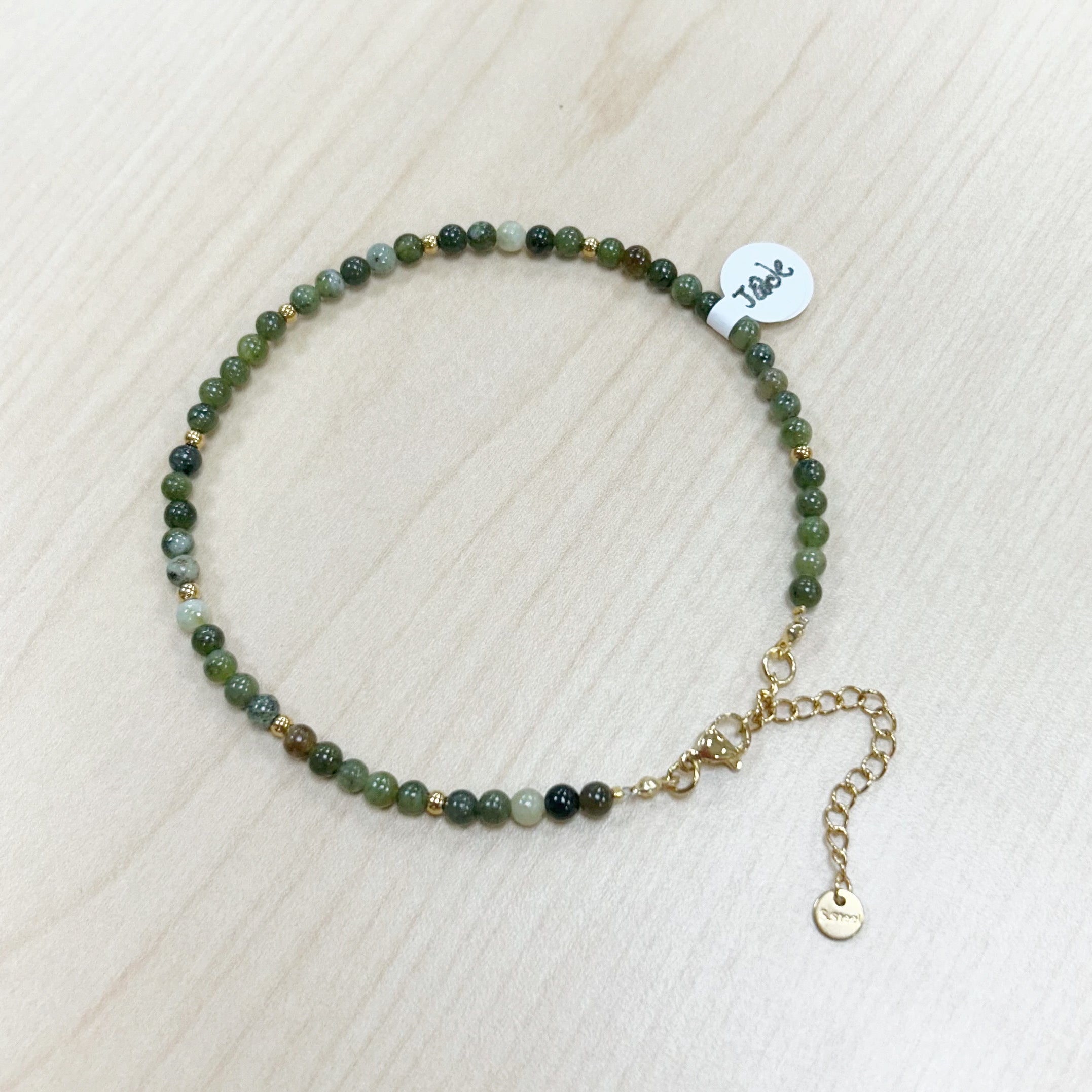 Jade Anklet 4mm - Gold Stainless Steel