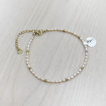 Load image into Gallery viewer, Freshwater Pearl Anklet 3mm - Gold Stainless Steel
