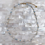 Load image into Gallery viewer, Blue Lace Agate and Freshwater Pearl Adjustable Beaded Necklace 4mm - Gold Stainless Steel
