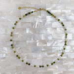 Load image into Gallery viewer, Jade and Freshwater Pearl Adjustable Beaded Necklace 4mm - Gold Stainless Steel
