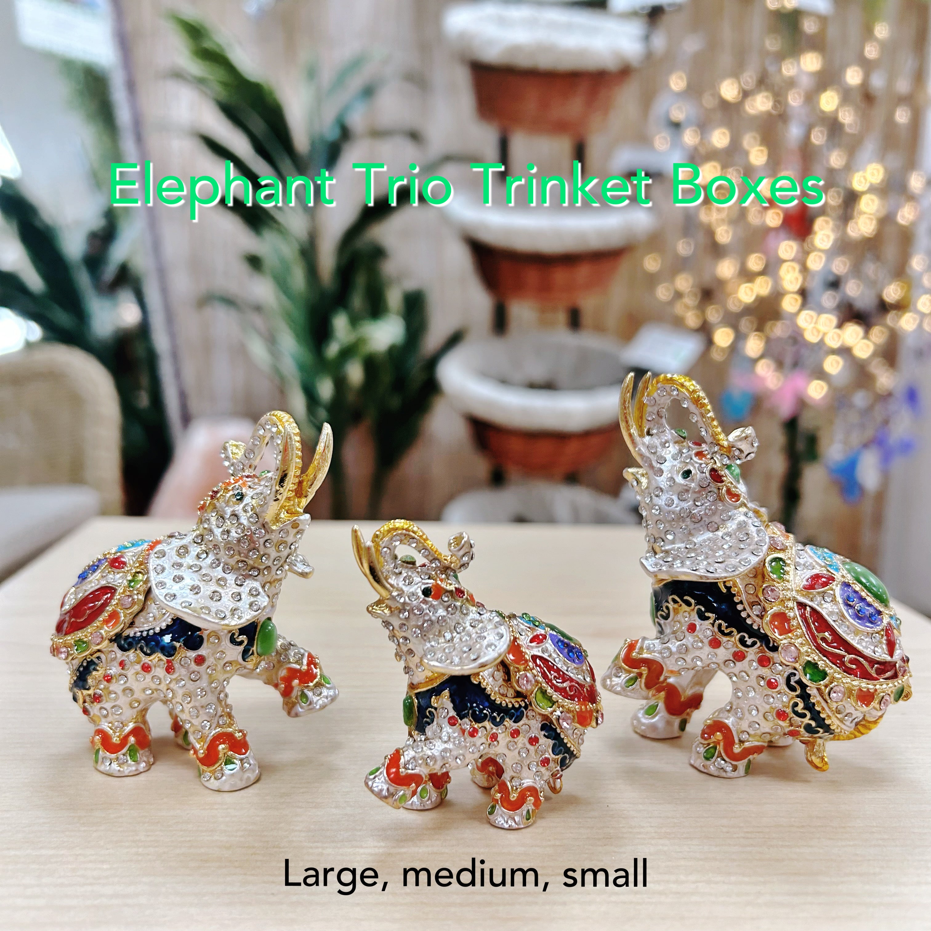 Silver Elephants - Set of 3 - Trinket Boxes