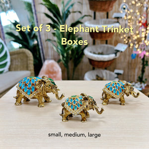 Gold Elephants - Set of 3 - Trinket Boxes