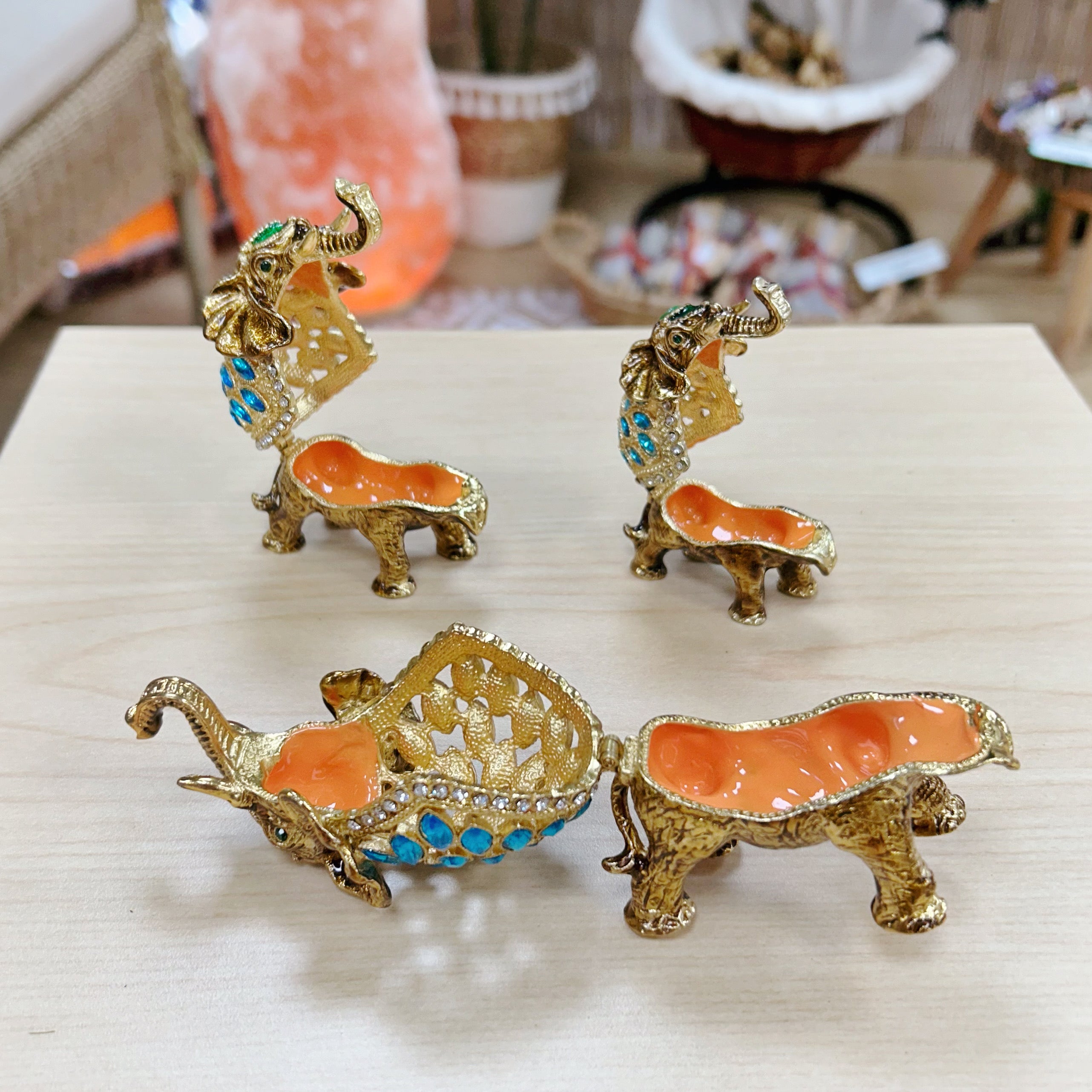 Gold Elephants - Set of 3 - Trinket Boxes