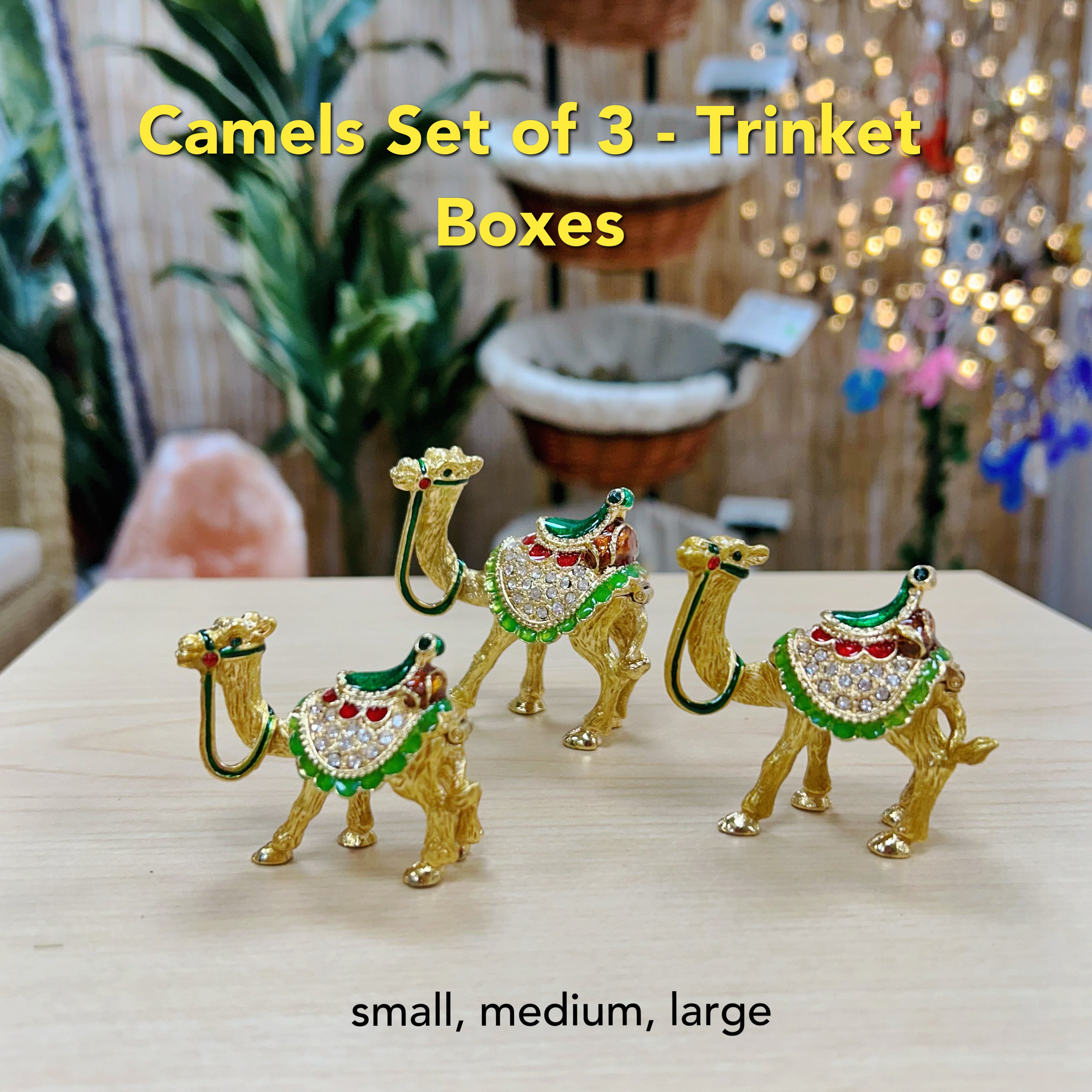 Gold Camels - Set of 3 - Trinket Boxes