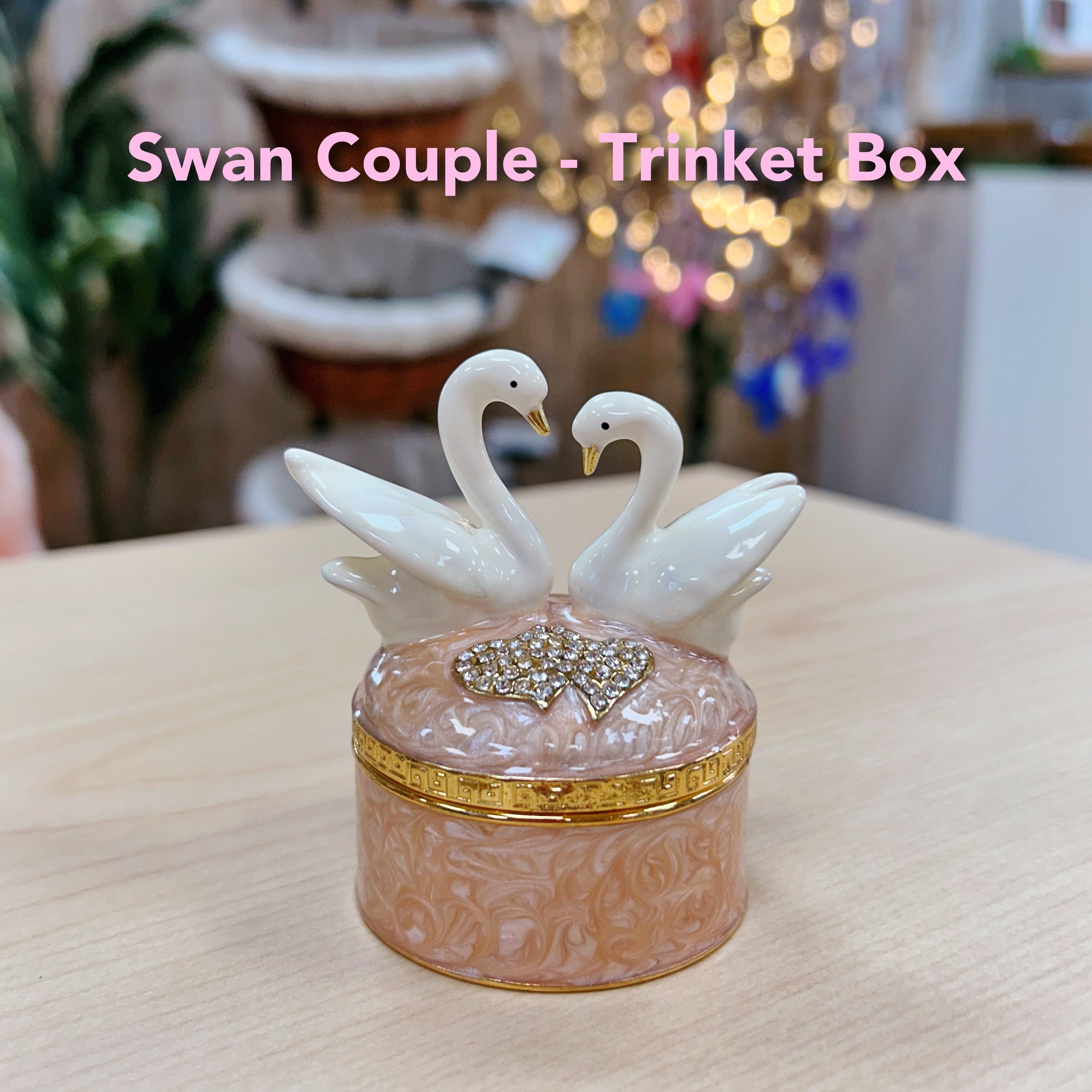 Pink Swan Couple - Trinket Box