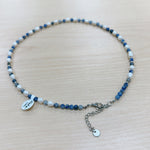 Load image into Gallery viewer, Sodalite and Freshwater Pearl Adjustable Beaded Necklace 4mm - Silver Stainless Steel
